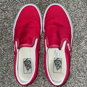 Lightly used but GREAT condition red slip on vans!